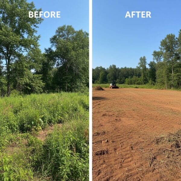 before and after of land clearing project
