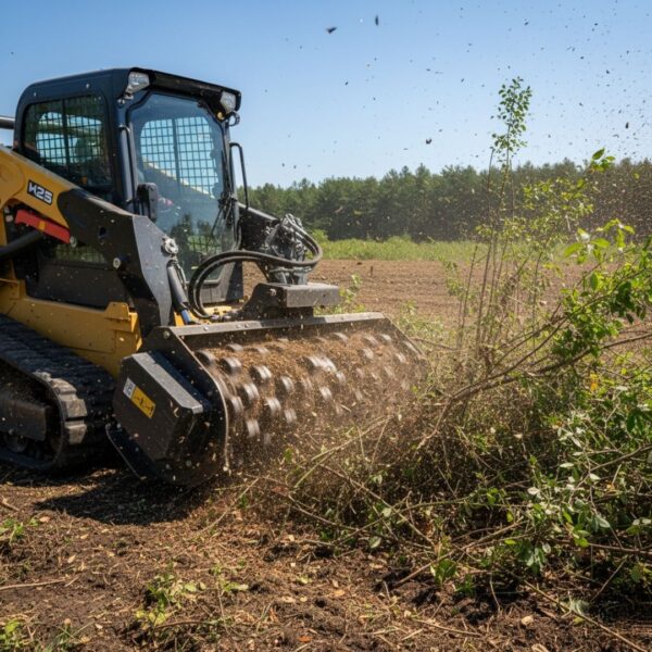 grinding up overgrown bushes