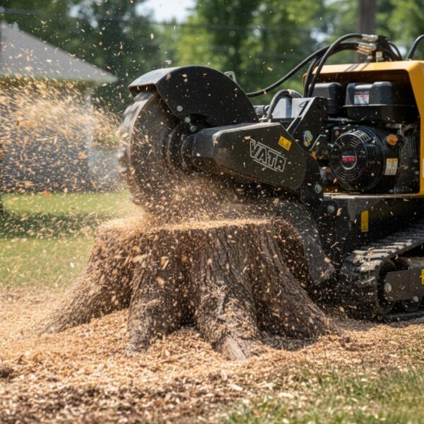 professional equipment grinding down stump
