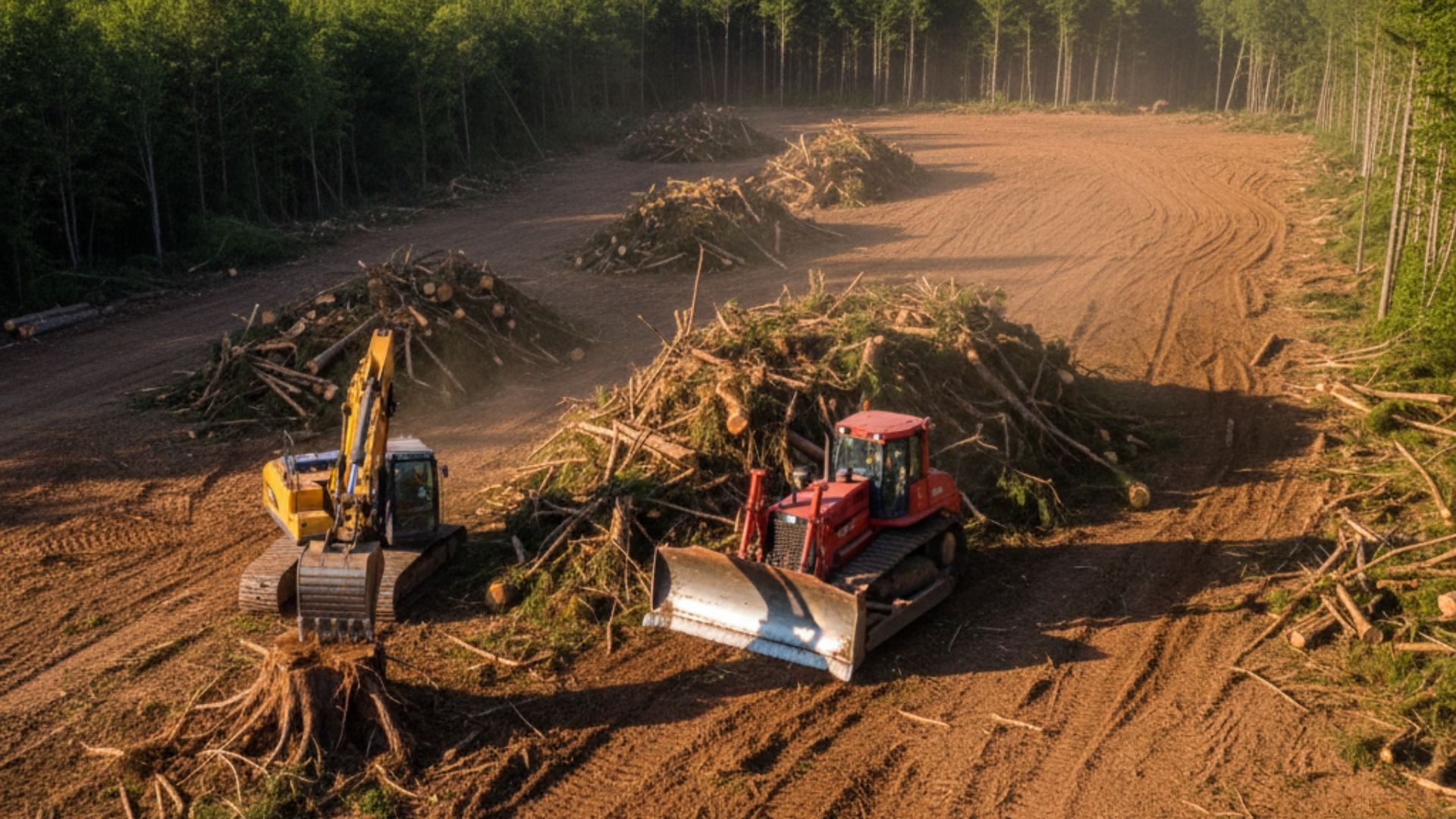 extensive land clearing with heavy equipment