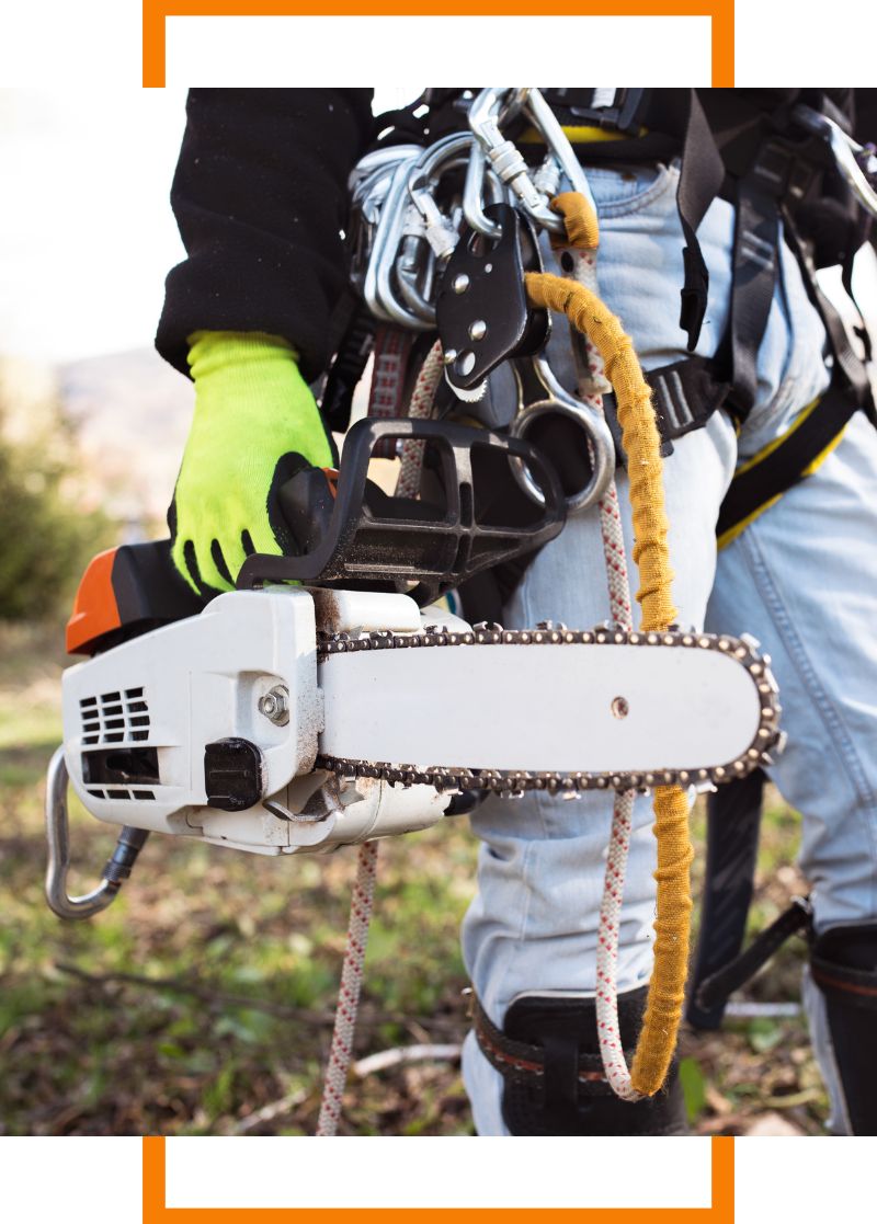 a man with a chainsaw